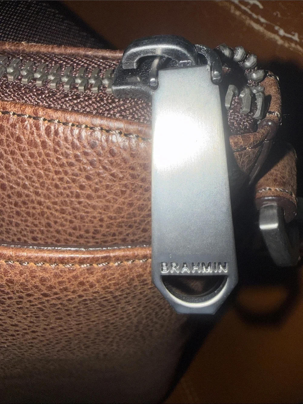 Brahmin Vintage Leather Brown Briefcase with Shoulder Strap